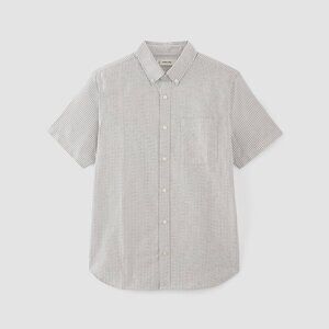Everlane Men's Organic Short Sleeve Oxford Button Up Shirt in Charcoal/White